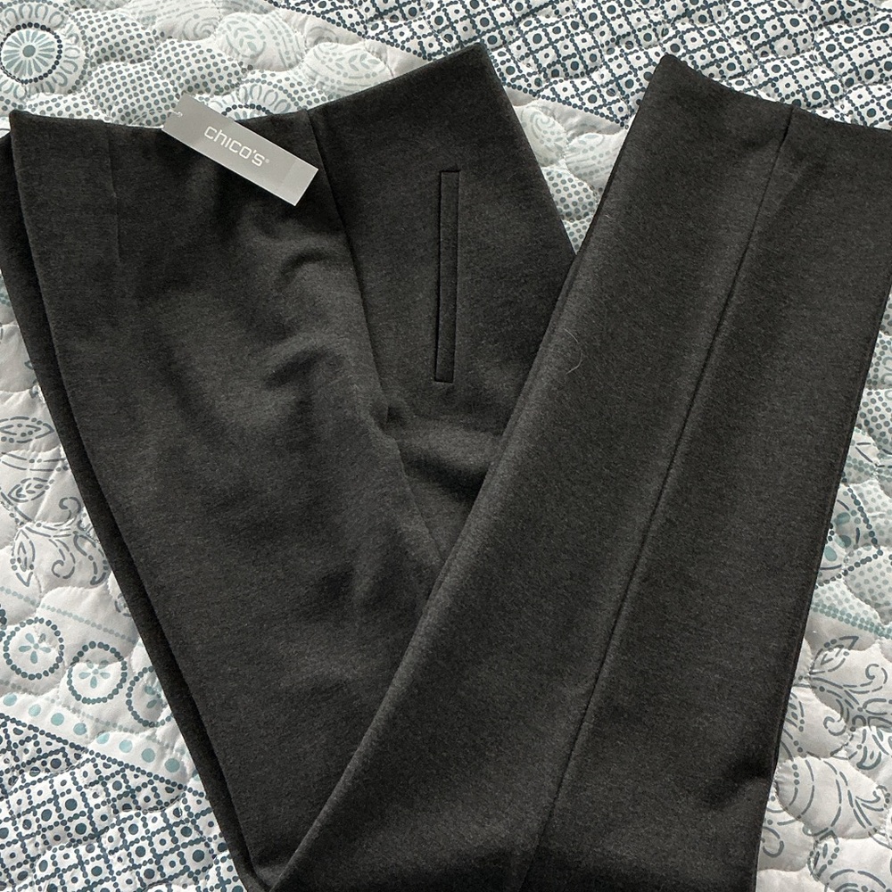 Chico's Charcoal Cropped Ponte Ankle Pants